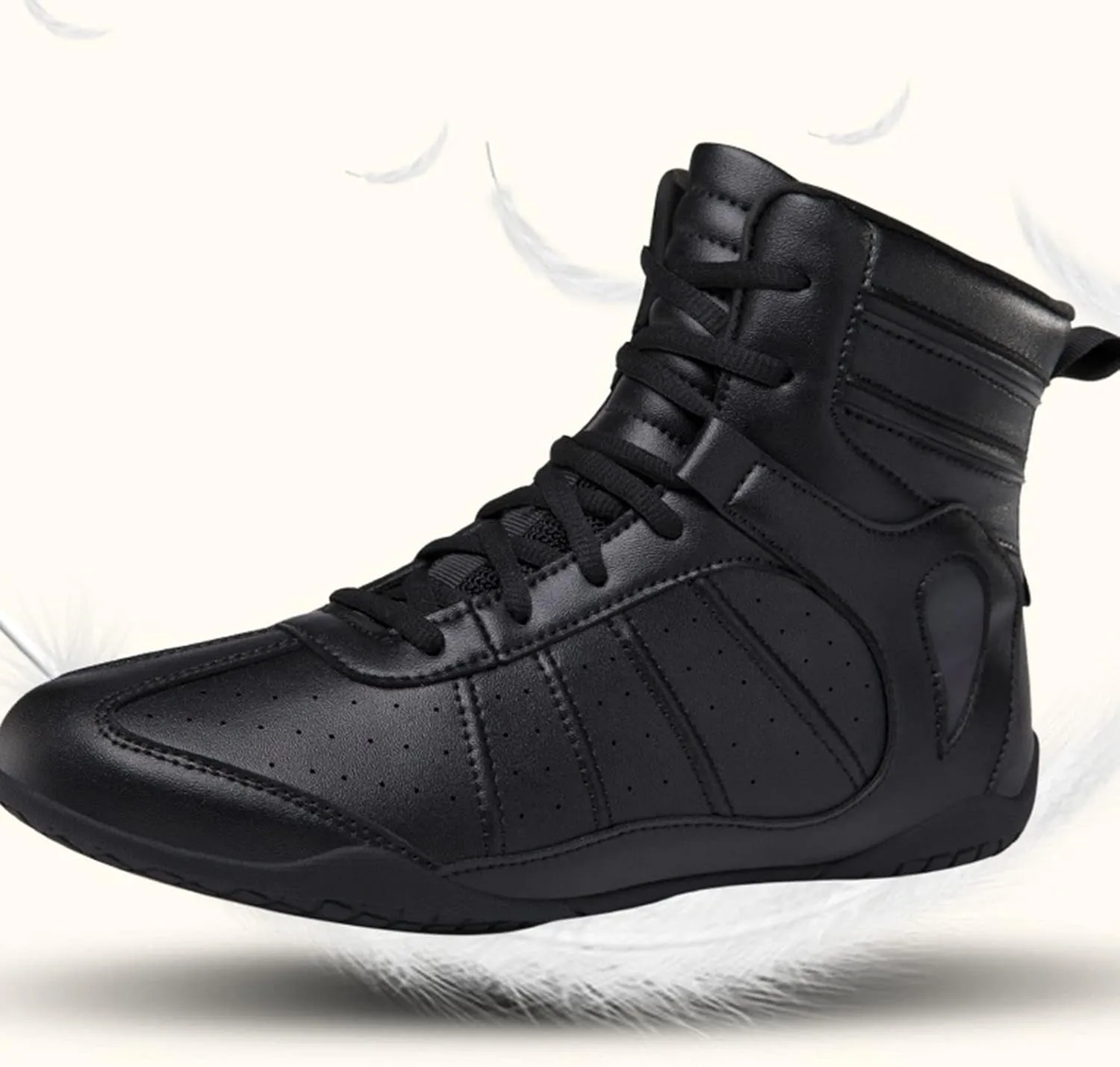 AIRFUL Men's Boxing Shoes Wrestling Shoes Kick Boxing Sparring Boxers Trainers Martial Arts Shoes Breathable Boxing Boots (Color : Black, Size : 8 Women/6.5 Men)