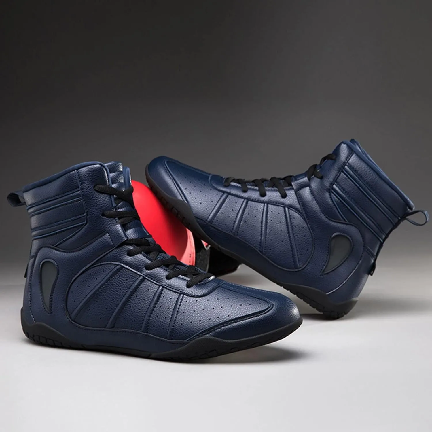 AIRFUL Men's Boxing Shoes Wrestling Shoes Kick Boxing Sparring Boxers Trainers Martial Arts Shoes Breathable Boxing Boots (Color : Black, Size : 8 Women/6.5 Men)