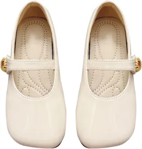 Baby Girl Dress Shoes Mary Jane Flat with Hook and Loop Straps Girls' Shoes for School Weddings and Casual Wear