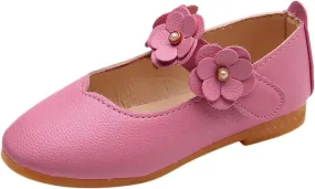 Baby Girls Dress Shoes Closed Toe Wedding Party School Ankle Strap Ballet Flats Shoes Big Kids Flower Girl Shoes