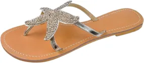 Beach Sandals for Woman Orthopedic Clip Toe Flat Slippers Lightweight Anti Slip Casual Slippers Cute Starfish Shower Beach Pool Bathroom Flat Slides Shoes