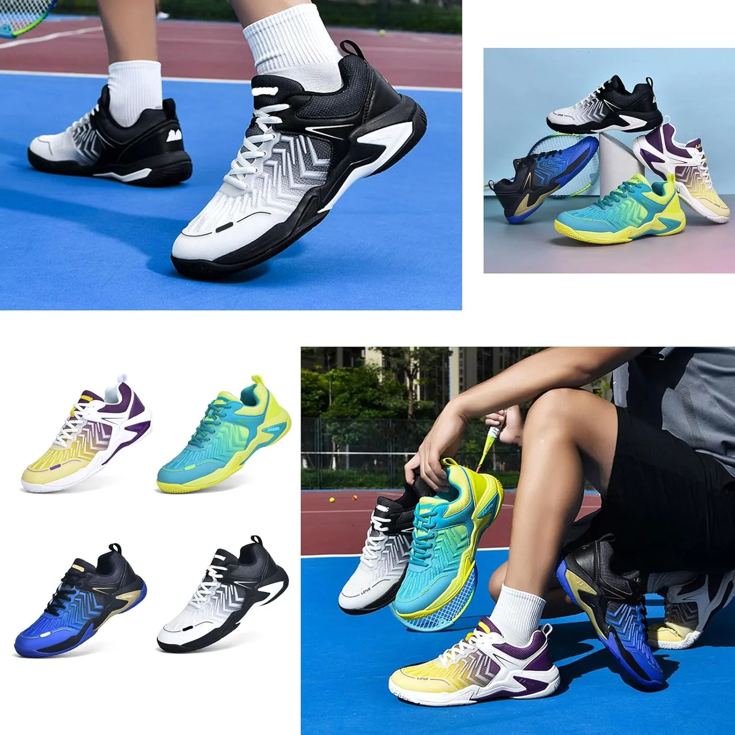 Buhelyc Men Women Badminton Sneakers Tennis Shoes Racquet Sport Shoes Lightweight Comfort for Indoor Outdoor Court Training