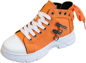 Canvas Shoes for Women High Top,Lace Up Platform Sneakers Thick Sole Heightening Casual Shoes Anti-Slip Walking Shoes