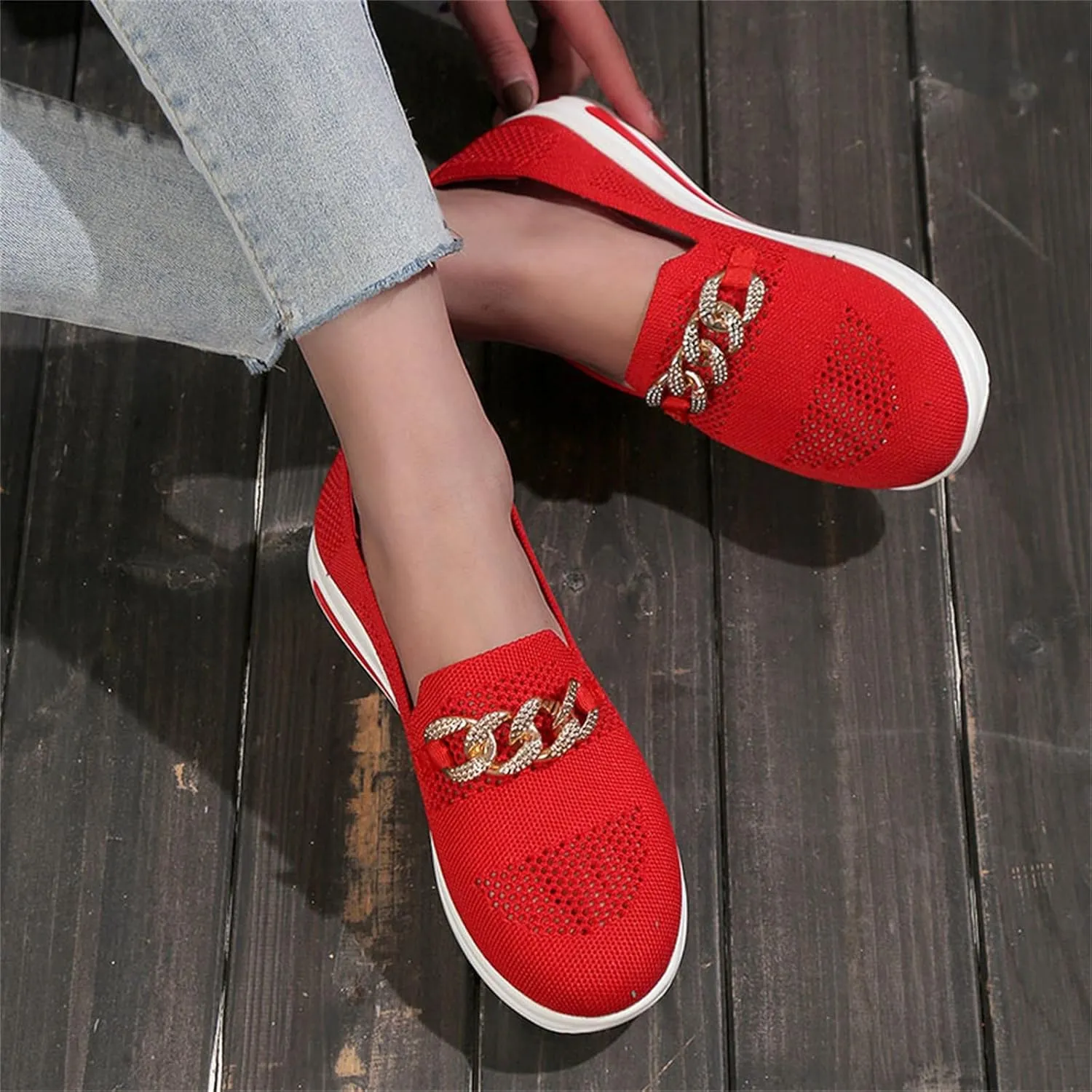 Cathalem Walking Shoes for Women, Women's Slip on Shoes Canvas Shoes Non Slip Fashion Sneakers for Women Low Top Loafers