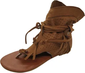 Comfortable Slip on Slide Sandals for Women Ankle Elastic Jeweled Bohemian Flats Leather Sandals for Women