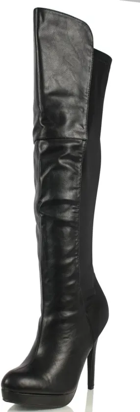 Delicious Women's Venga Faux Leather Over The Knee High Heel Boots