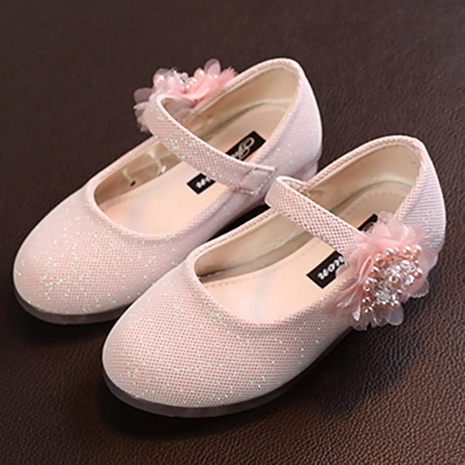 Girls Mary Jane Flats with Flower Low Heels Flower Girl Dress Shoes Pump Toddler Girls School Party Girls Mary Janes