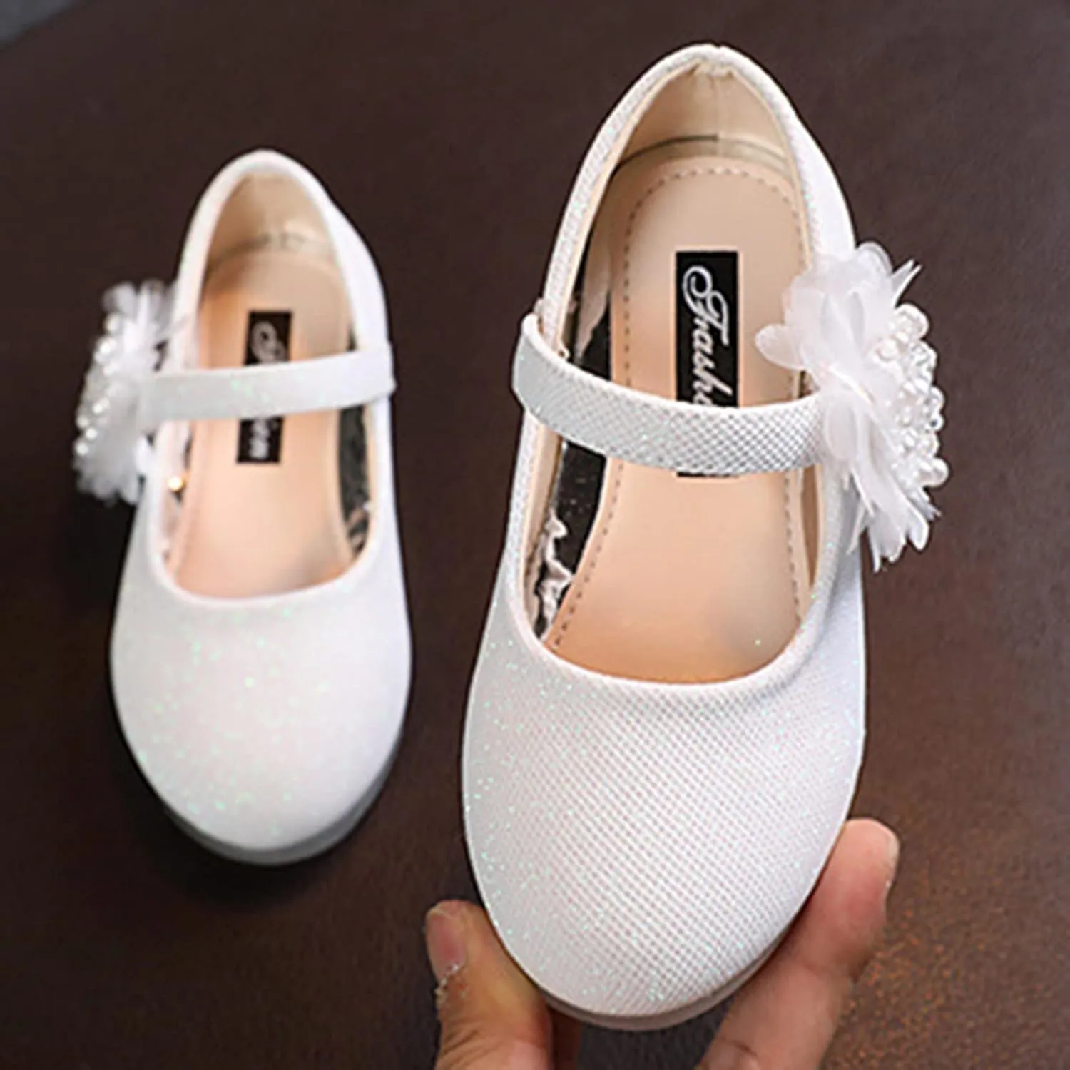 Girls Mary Jane Flats with Flower Low Heels Flower Girl Dress Shoes Pump Toddler Girls School Party Girls Mary Janes