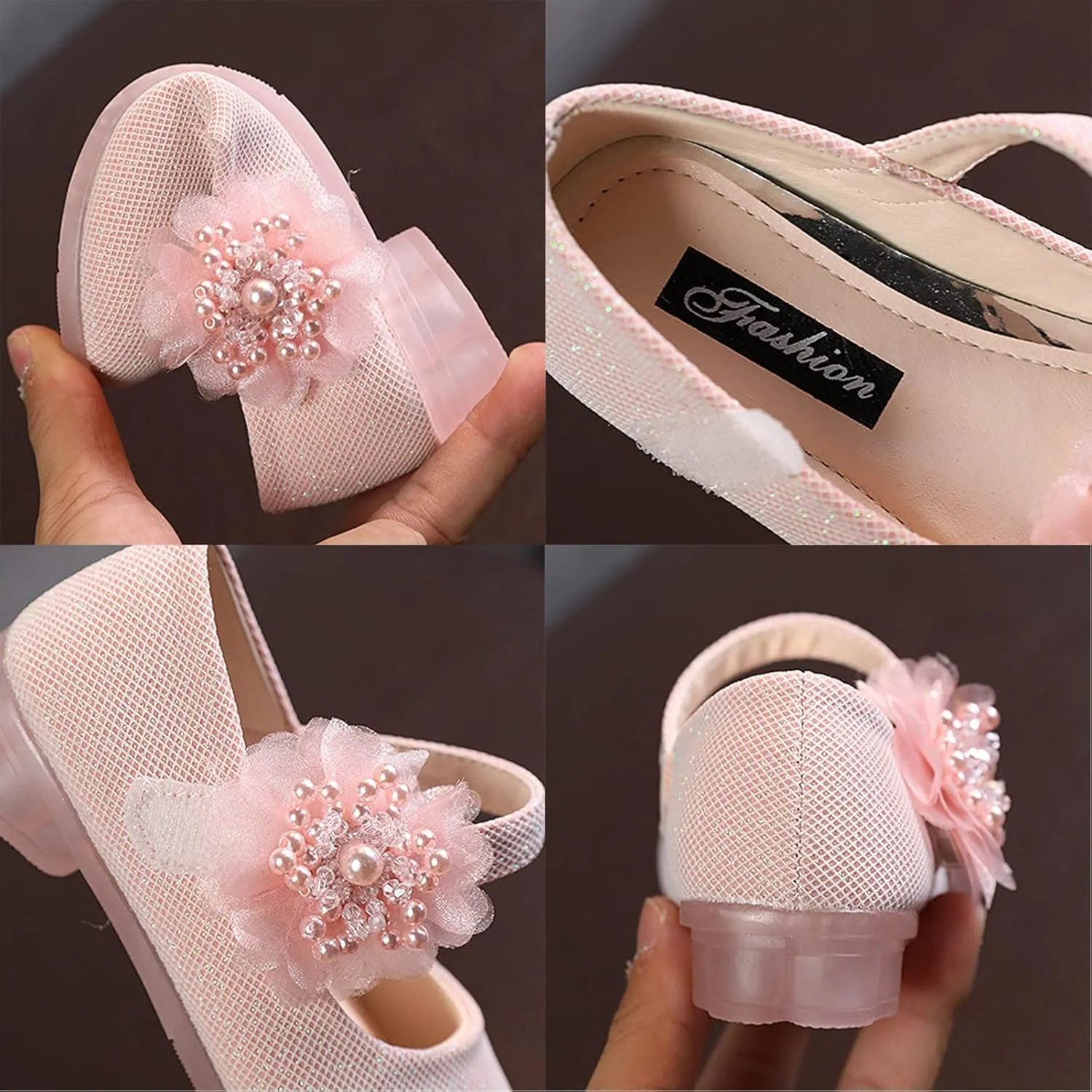 Girls Mary Jane Flats with Flower Low Heels Flower Girl Dress Shoes Pump Toddler Girls School Party Girls Mary Janes