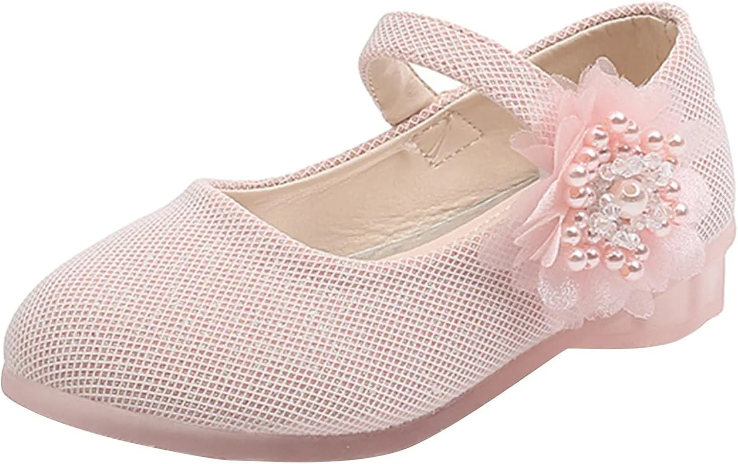 Girls Mary Jane Flats with Flower Low Heels Flower Girl Dress Shoes Pump Toddler Girls School Party Girls Mary Janes