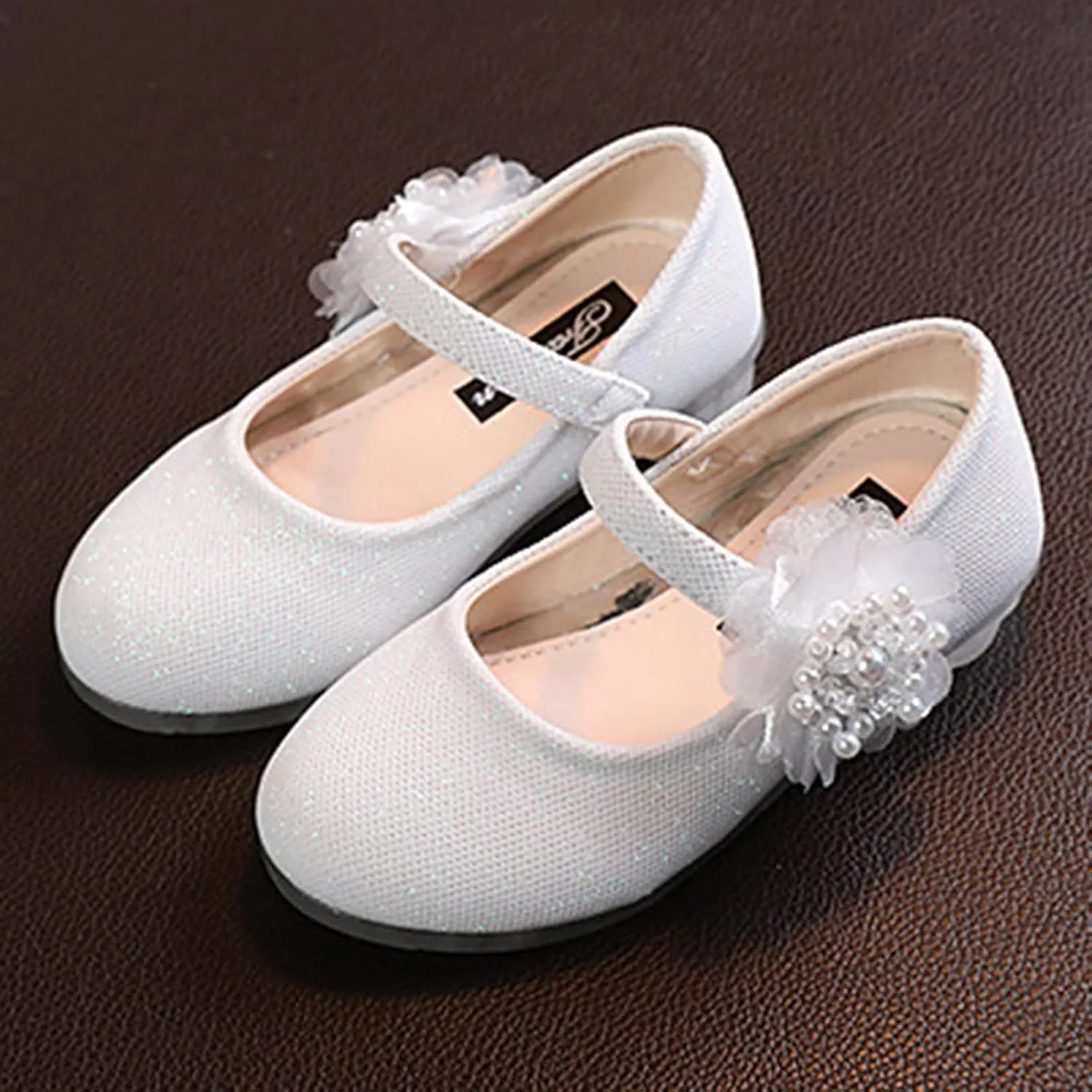 Girls Mary Jane Flats with Flower Low Heels Flower Girl Dress Shoes Pump Toddler Girls School Party Girls Mary Janes