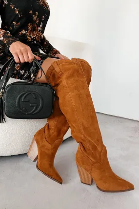 Jettson Suede Over The Knee Western Boots (Tan)