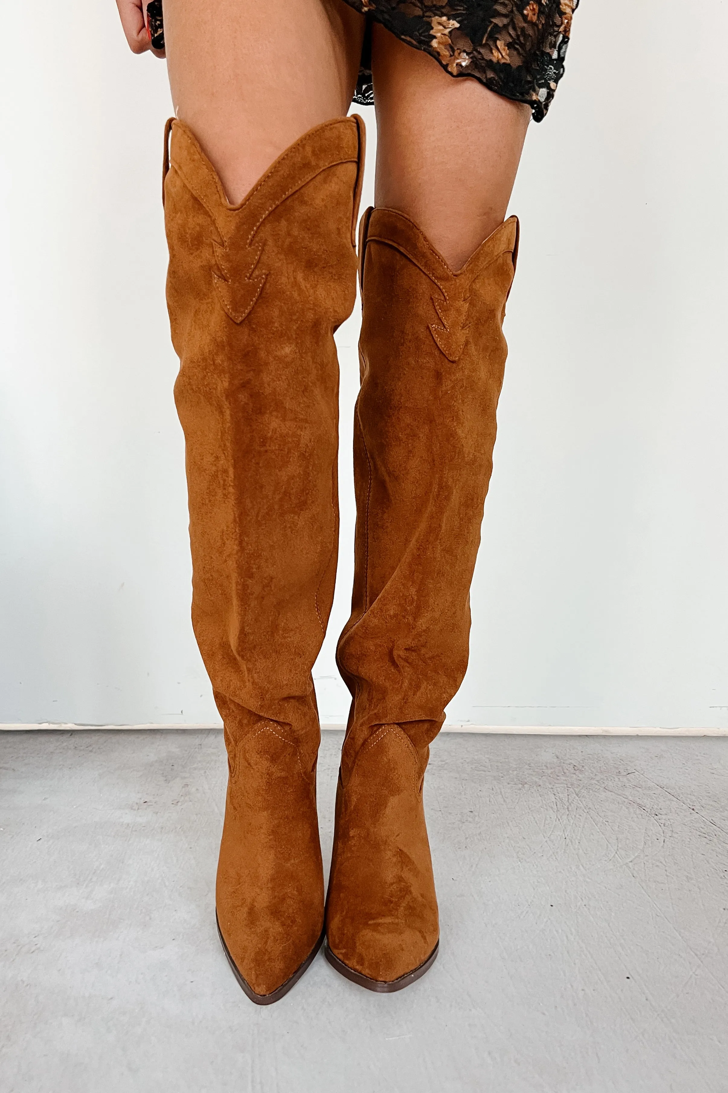 Jettson Suede Over The Knee Western Boots (Tan)