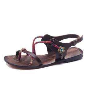 Leather Toe Loop Sandals For Womens Colored Rope