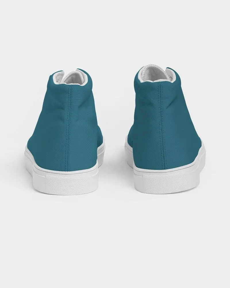 Medium Dark Cyan Men's High-top Canvas Sneakers | Men's | Medium Dark Pastel Cyan | C60M0Y0K60