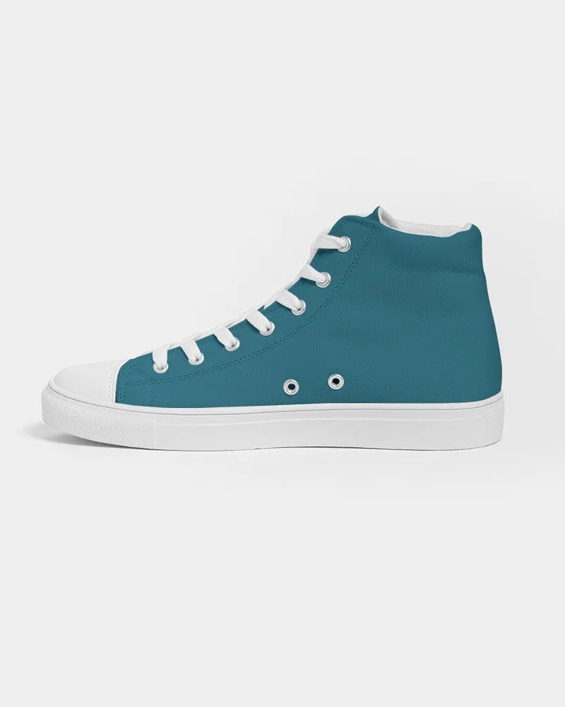 Medium Dark Cyan Men's High-top Canvas Sneakers | Men's | Medium Dark Pastel Cyan | C60M0Y0K60