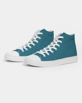 Medium Dark Cyan Men's High-top Canvas Sneakers | Men's | Medium Dark Pastel Cyan | C60M0Y0K60