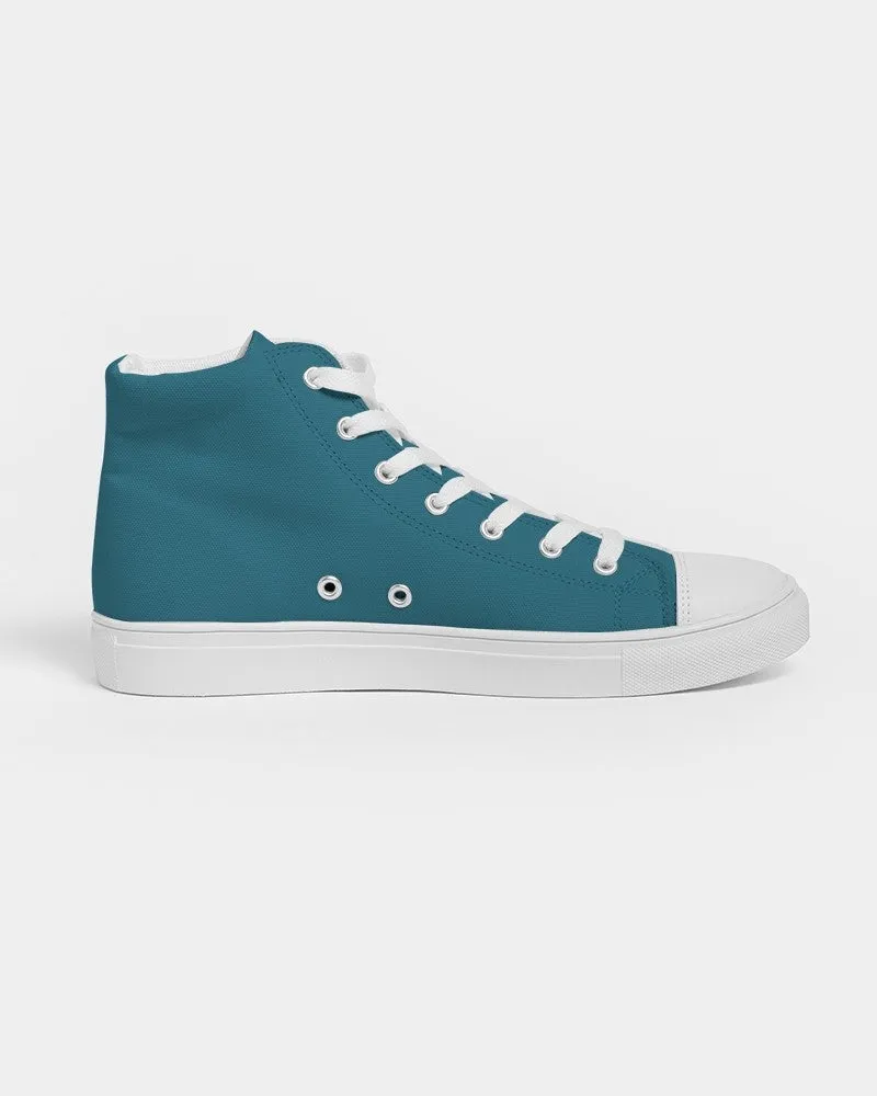 Medium Dark Cyan Men's High-top Canvas Sneakers | Men's | Medium Dark Pastel Cyan | C60M0Y0K60