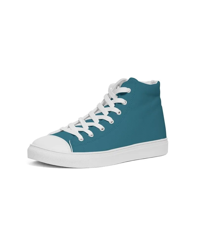 Medium Dark Cyan Men's High-top Canvas Sneakers | Men's | Medium Dark Pastel Cyan | C60M0Y0K60