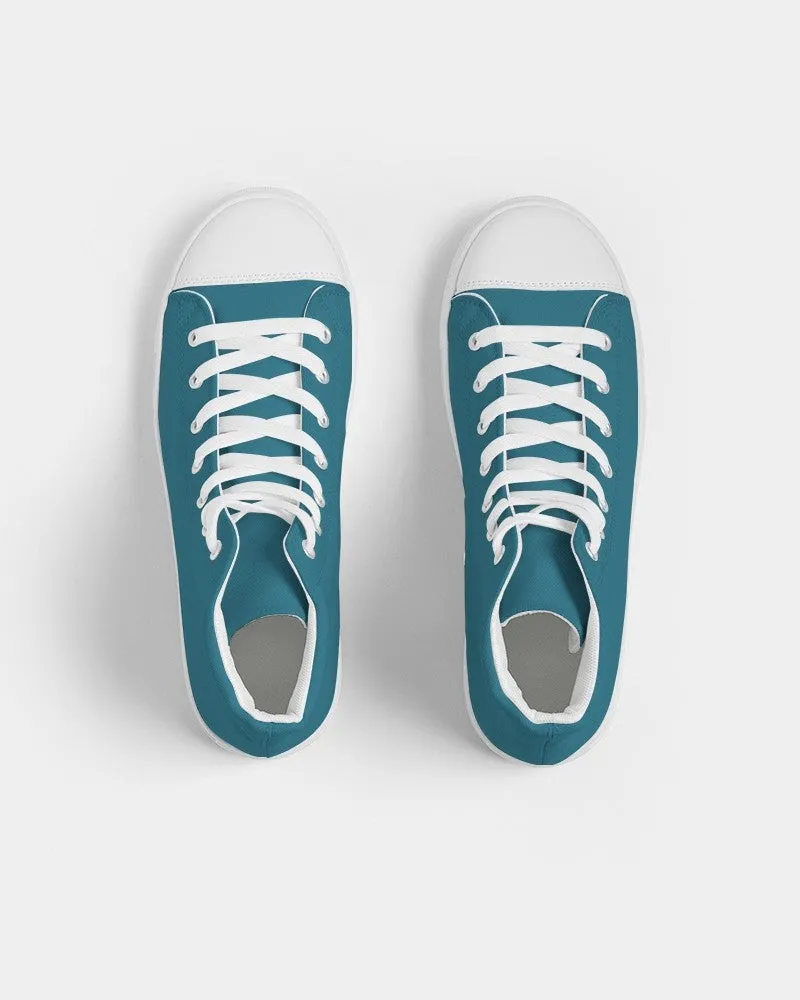 Medium Dark Cyan Men's High-top Canvas Sneakers | Men's | Medium Dark Pastel Cyan | C60M0Y0K60