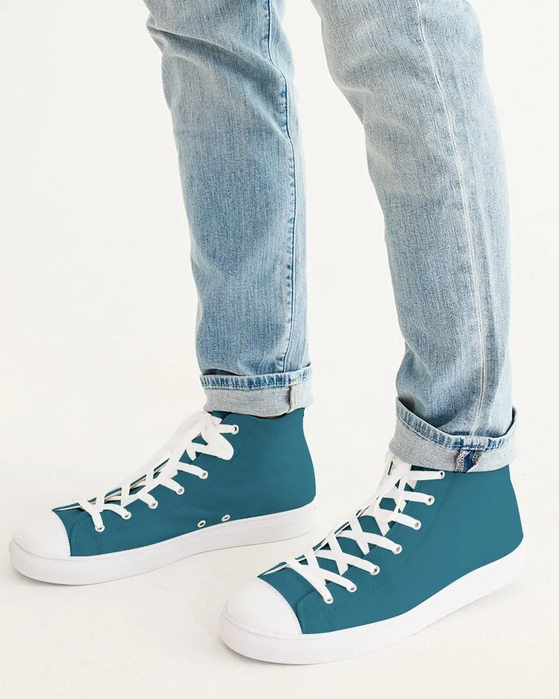 Medium Dark Cyan Men's High-top Canvas Sneakers | Men's | Medium Dark Pastel Cyan | C60M0Y0K60