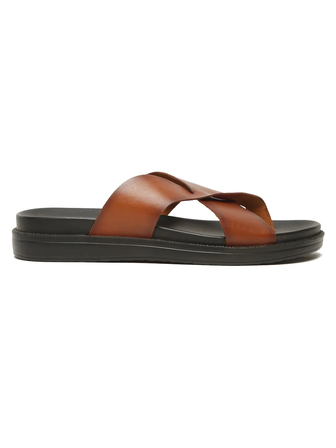 Men's Tan Leather Toe Loop Sandals