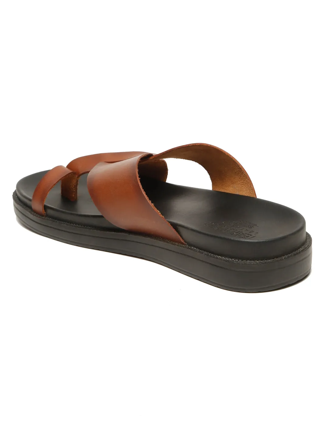Men's Tan Leather Toe Loop Sandals