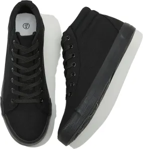 Men's White Canvas High Top Sneakers - Classic Lace-Up Walking Shoes, Light-Weight Soft Casual Tennis Shoes