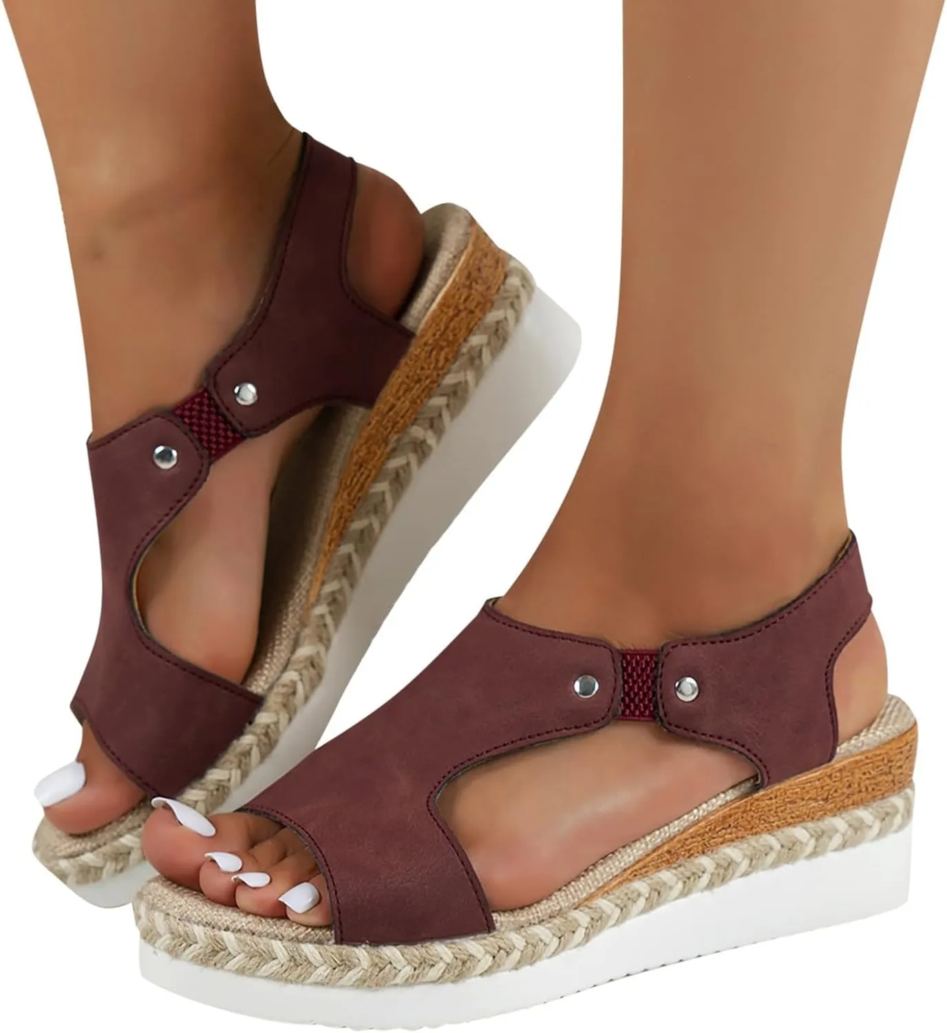 Orthopedic Platform Wedge Sandals for Women Summer Dressy Flat Open Toe Ankle Strap Casual Strappy Slip on Beach Boho Heels Shoes Espadrilles Ladies Wedges Outdoor Low Heel Flats Chelsea Dress