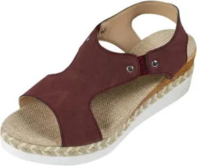Orthopedic Platform Wedge Sandals for Women Summer Dressy Flat Open Toe Ankle Strap Casual Strappy Slip on Beach Boho Heels Shoes Espadrilles Ladies Wedges Outdoor Low Heel Flats Chelsea Dress