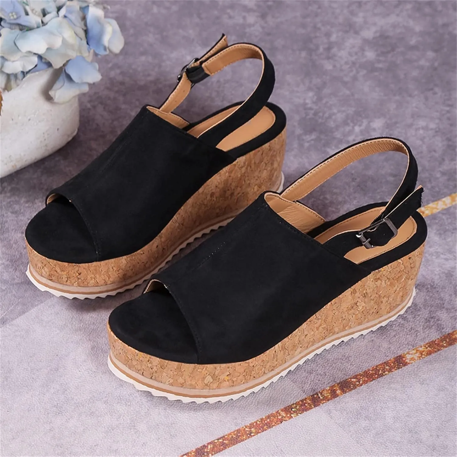 peqiut Orthopedic Wedge Sandals for Women Summer Women's Platform Wedges Heels Sandals Wedge Espadrilles Ankle Strap Sandals