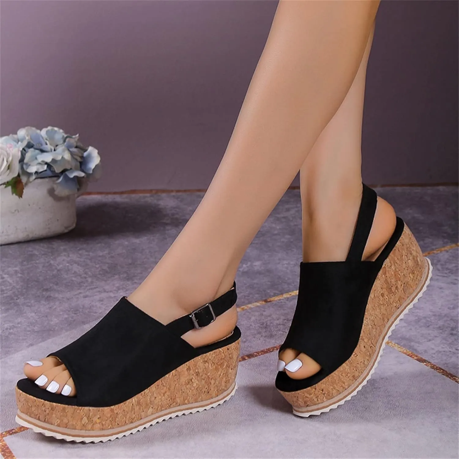 peqiut Orthopedic Wedge Sandals for Women Summer Women's Platform Wedges Heels Sandals Wedge Espadrilles Ankle Strap Sandals