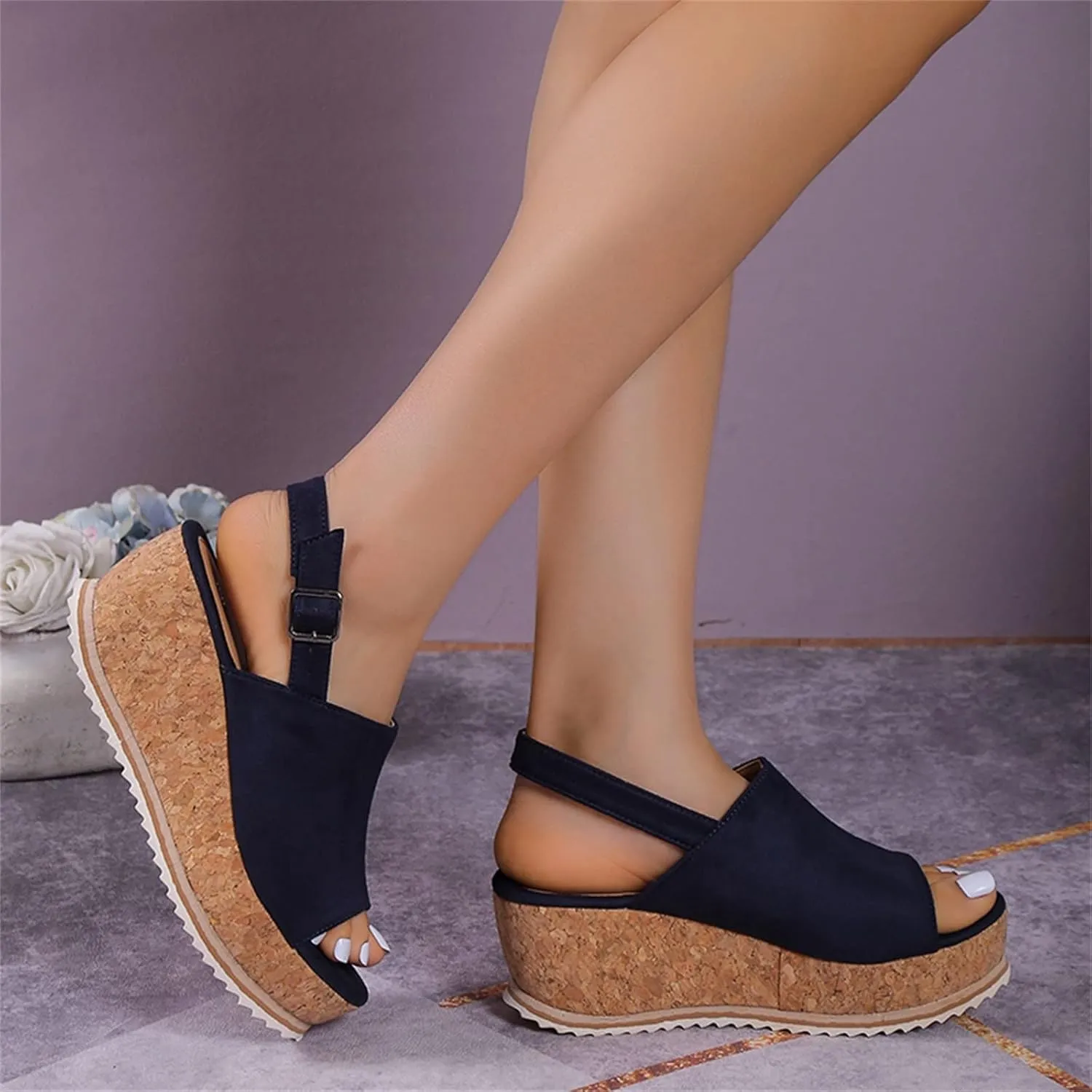 peqiut Orthopedic Wedge Sandals for Women Summer Women's Platform Wedges Heels Sandals Wedge Espadrilles Ankle Strap Sandals