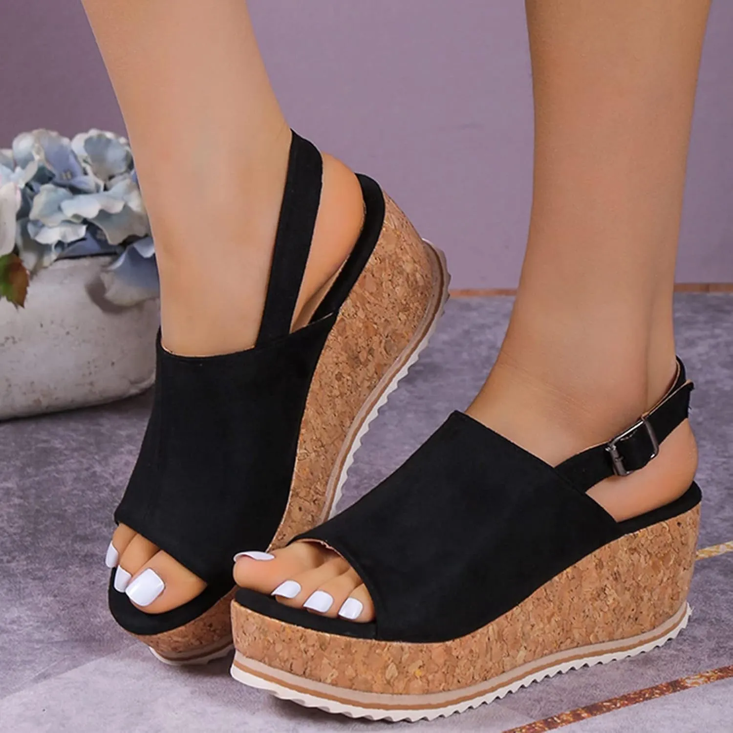 peqiut Orthopedic Wedge Sandals for Women Summer Women's Platform Wedges Heels Sandals Wedge Espadrilles Ankle Strap Sandals