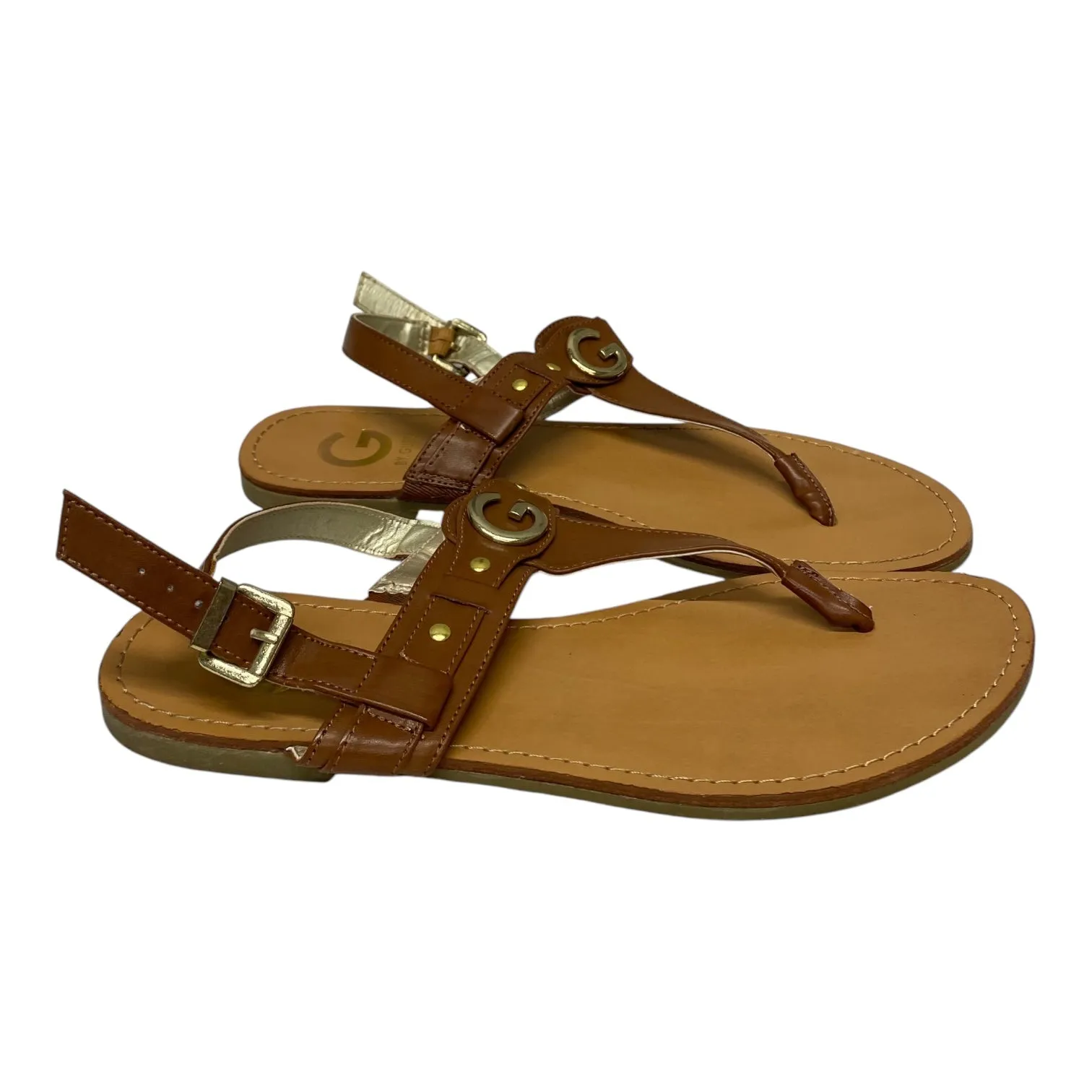 Sandals Flats By Guess In Brown, Size:9