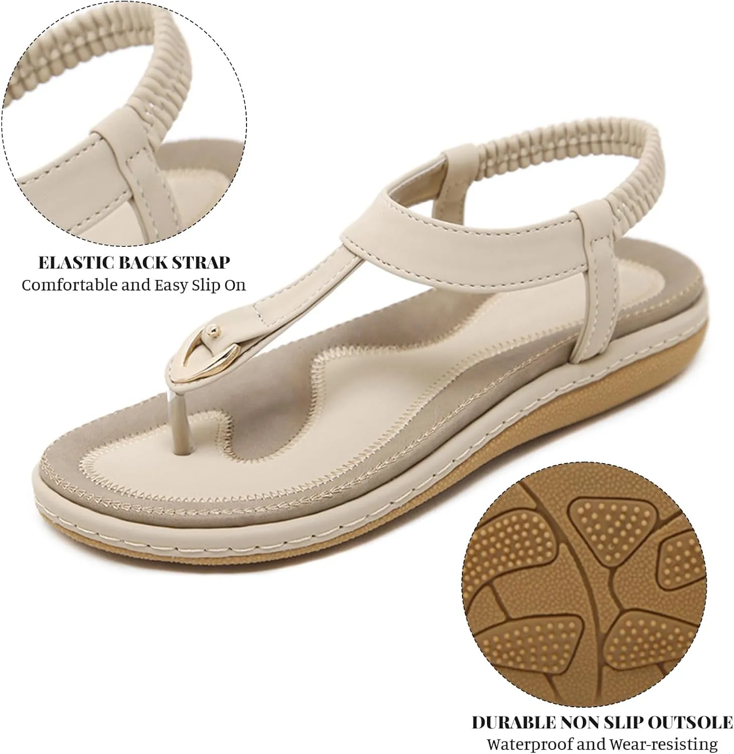 Sandals for Women Arch Support Open Toe Soft Beach Slip-On Wedge Platform with Twist Knot Bow Summer Non Slip Dressy Flat 2025 Bohemian T-Strap Low Heel Slipper Flip Flop Thong