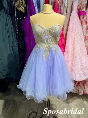 Sexy Tulle And Lace Sweetheart Sleeveless A-Line Mini Dresses/ Homecoming Dresses, PD3633