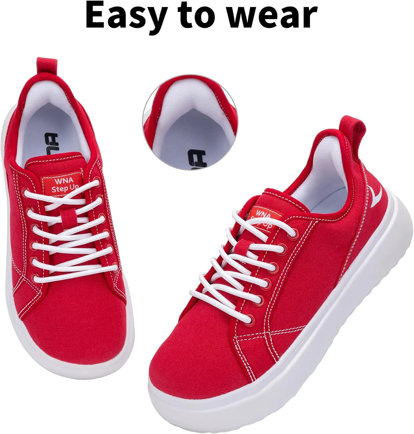SURRAY Women's Wide Toe Box Canvas Sneakers Comfortable Slip On Walking Shoes for Women Casual Platform Fashion Sneaker US 6-11