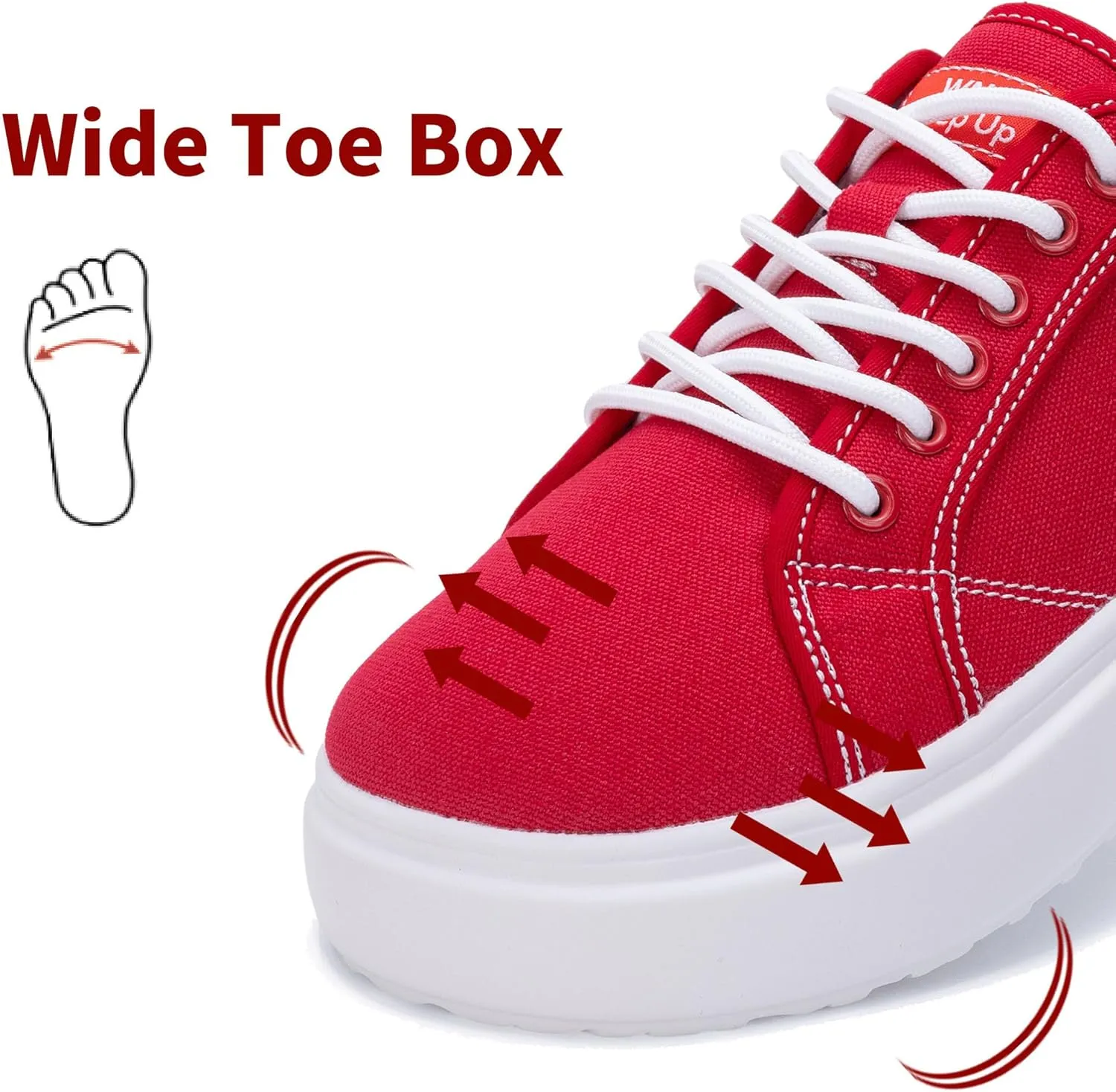 SURRAY Women's Wide Toe Box Canvas Sneakers Comfortable Slip On Walking Shoes for Women Casual Platform Fashion Sneaker US 6-11