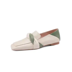TinaCus Women's Assorted Colors Genuine Leather Square Toe Handmade Knot Comfot Slip On Flat Shoes