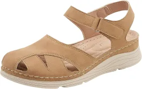 Wedge Sandals for Women 2024 Women Summer Hollow Hook Loop Casual Round Toe Wedges Comfortable Beach Shoes Sandals