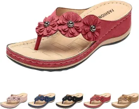Wedge Sandals for Women Low Heel,Classic Open Toe Sandals with Back Zipper Sparkly Rhinestone Hollow Summer Sandals