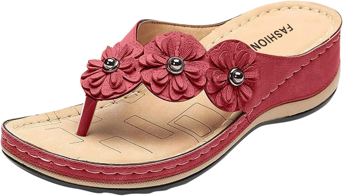 Wedge Sandals for Women Low Heel,Classic Open Toe Sandals with Back Zipper Sparkly Rhinestone Hollow Summer Sandals
