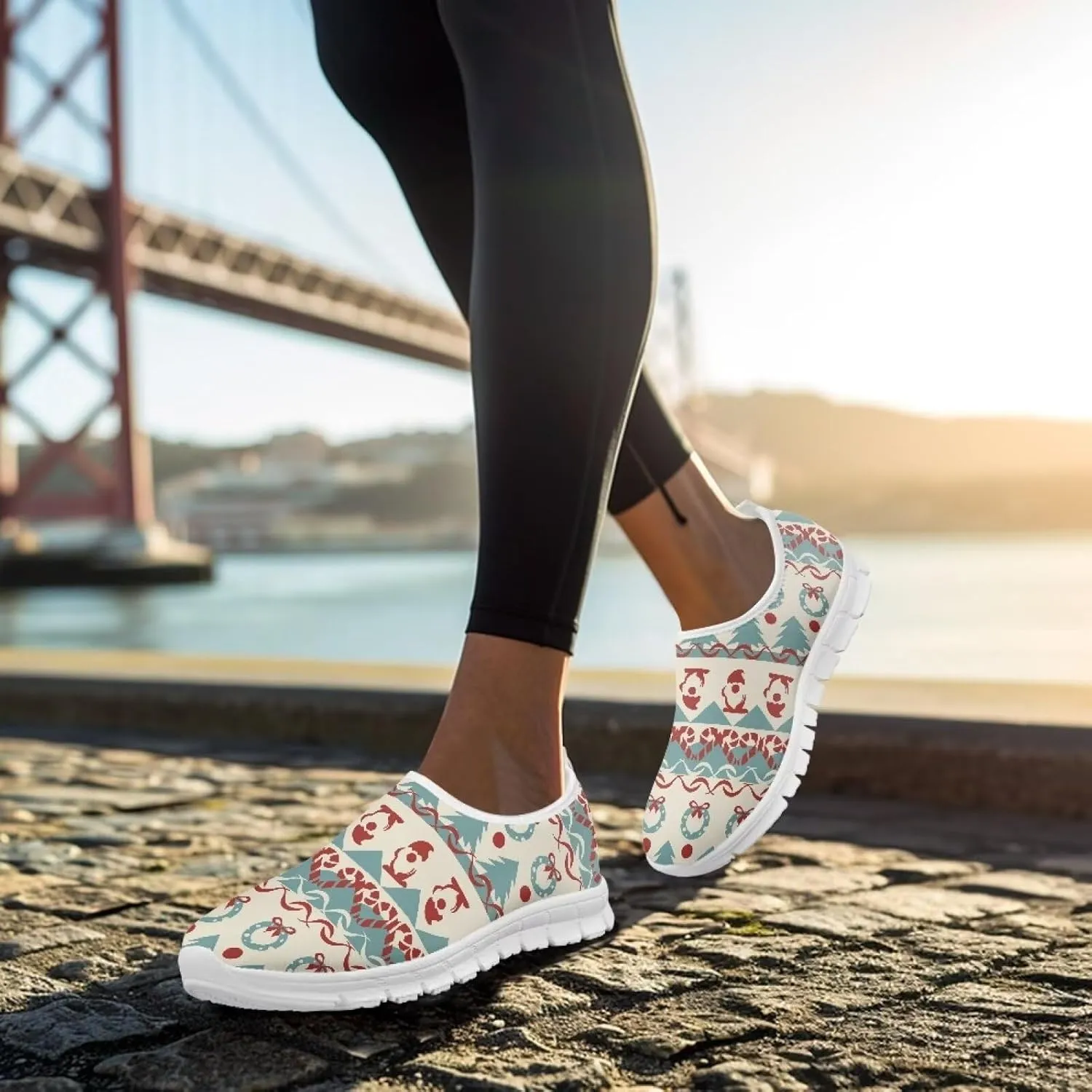 Women Sports Air Running Sneakers Lightweight Slide-in Casual Walking Shoes（White Sole）