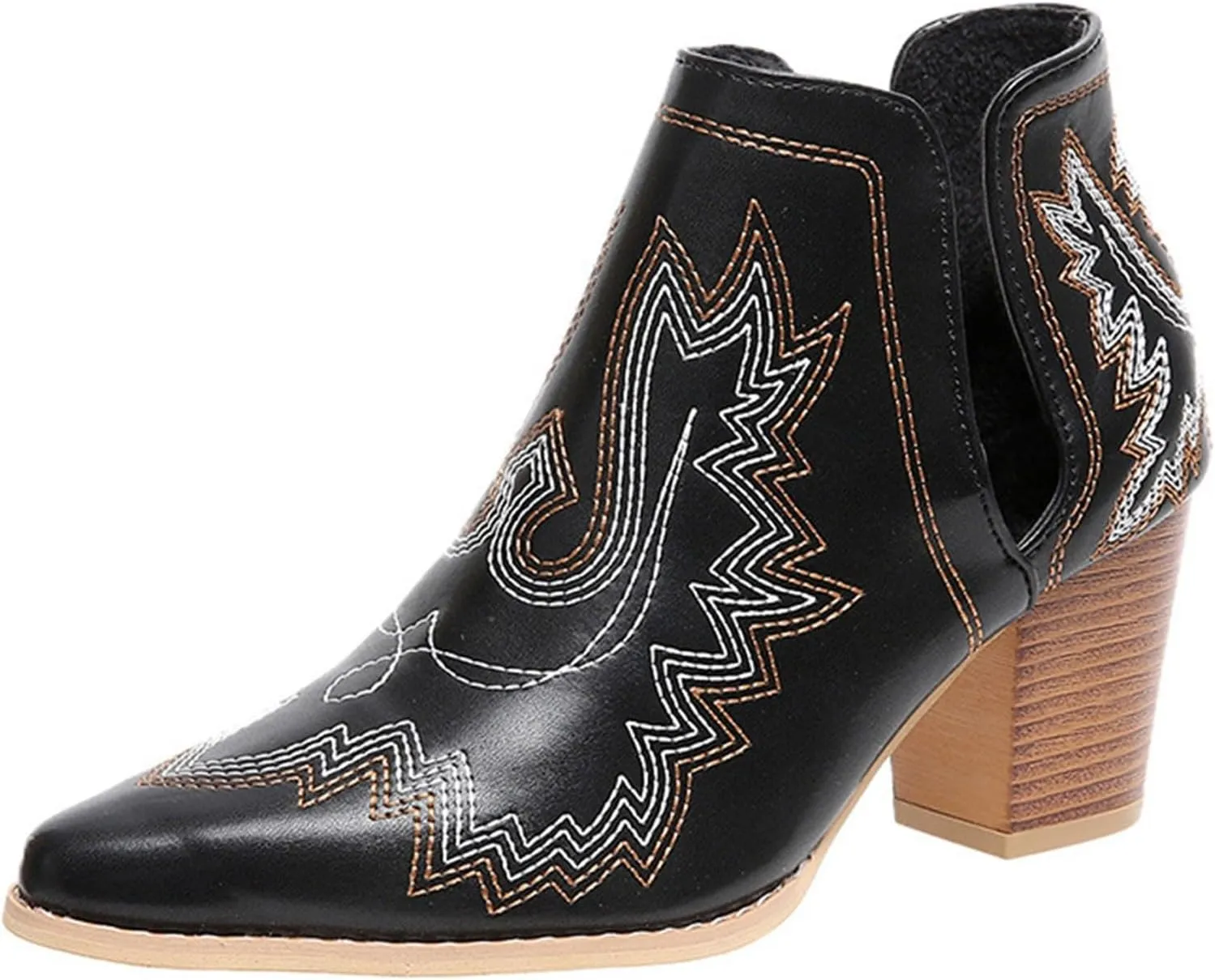 Womens Ankle Boots Low Heel Chelsea Boots Women Heel Large Size Retro Embroidery Chinese Style Short Boots Women