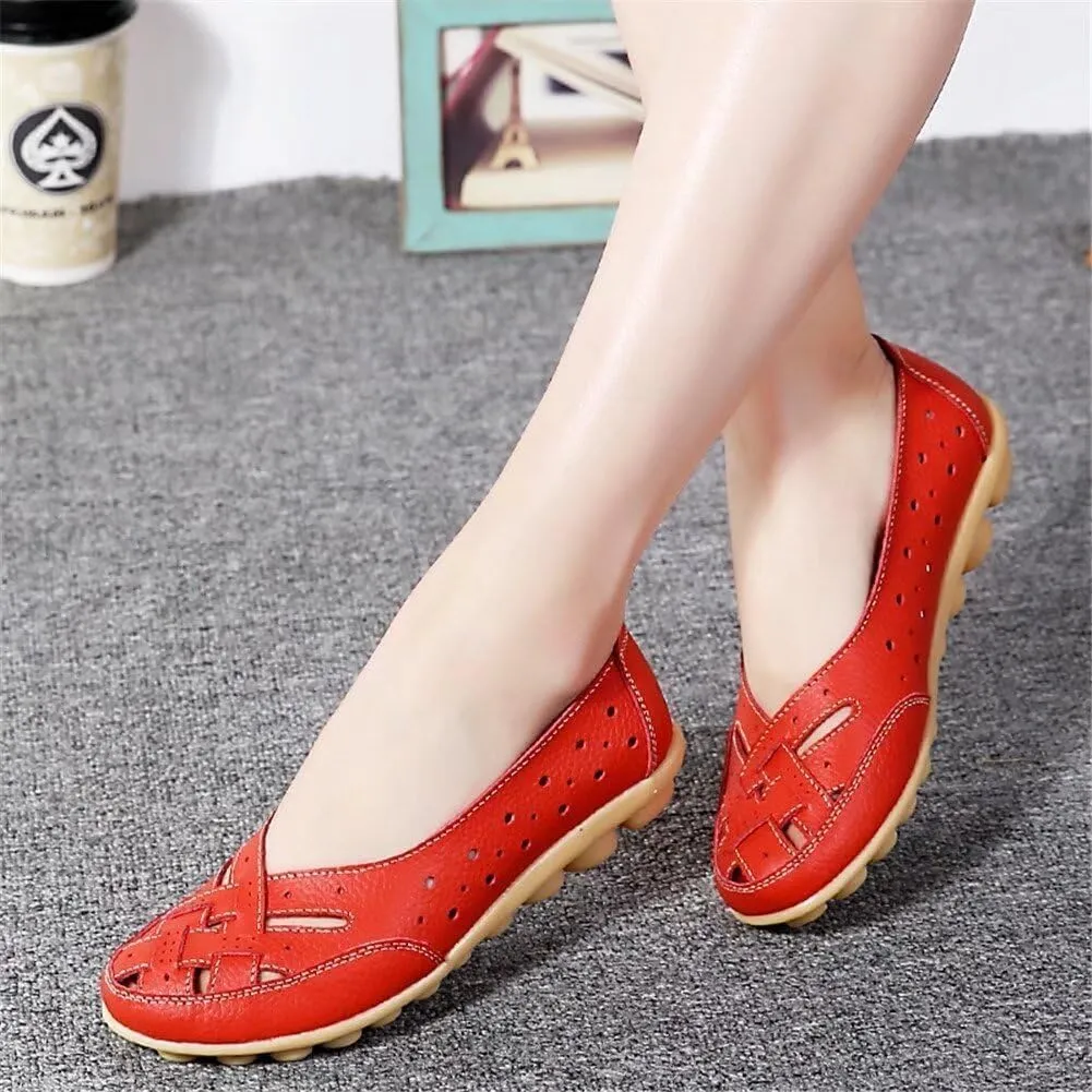 Womens Orthopedic Loafers Wide Width Hollow Out Breathable Loafers Faux Leather Sandals Comfortable Non Slip Shoes Lightweight Casual Sandal Summer Walking Shoes for Beach Vacation Flats Sandal