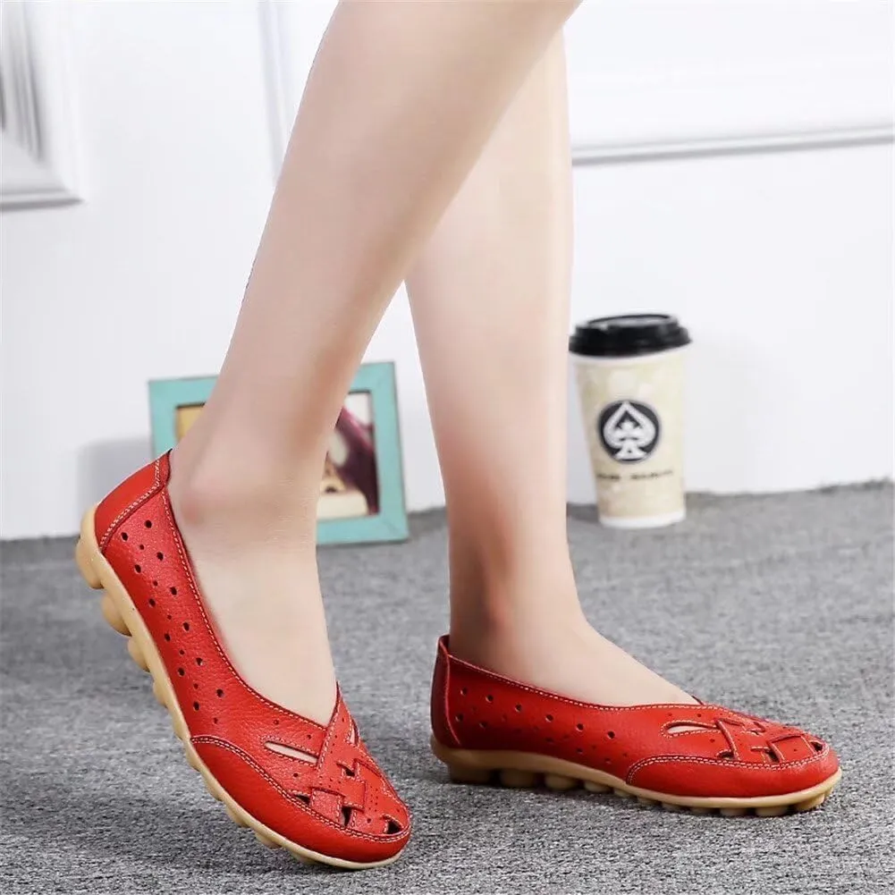 Womens Orthopedic Loafers Wide Width Hollow Out Breathable Loafers Faux Leather Sandals Comfortable Non Slip Shoes Lightweight Casual Sandal Summer Walking Shoes for Beach Vacation Flats Sandal