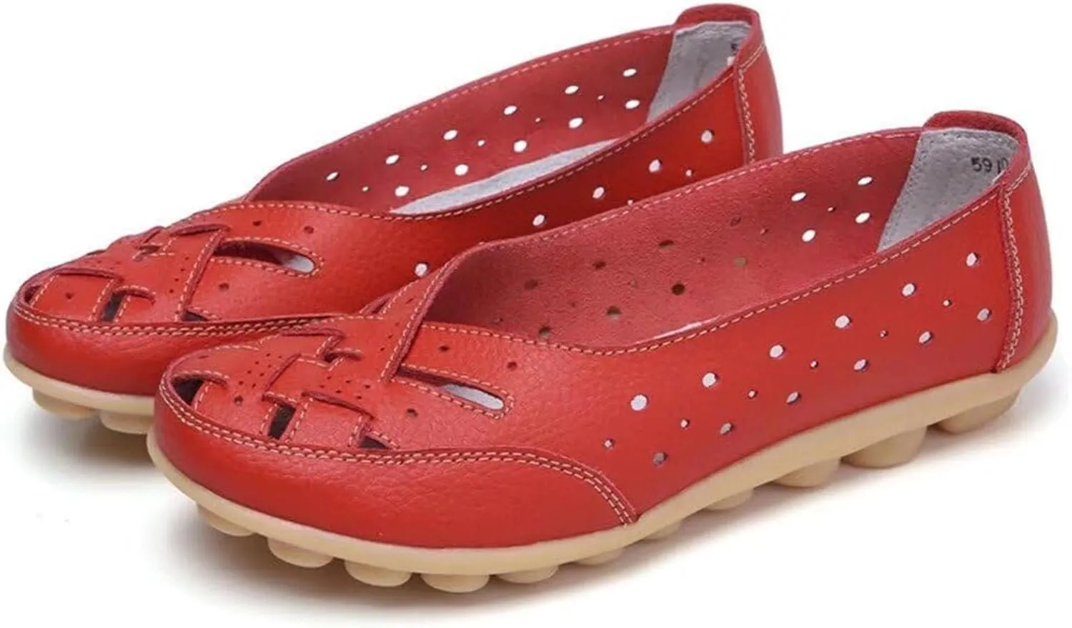 Womens Orthopedic Loafers Wide Width Hollow Out Breathable Loafers Faux Leather Sandals Comfortable Non Slip Shoes Lightweight Casual Sandal Summer Walking Shoes for Beach Vacation Flats Sandal