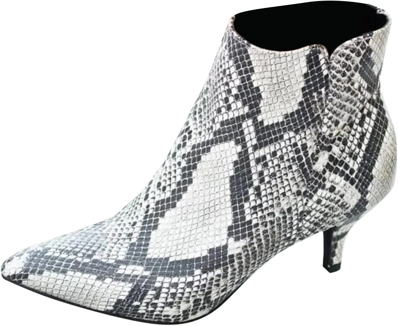 Women's Pointed Toe Stiletto Low Heel Ankle Booties Fashion Leopard Snake Print Short Booties Elegant Zipper Bootie