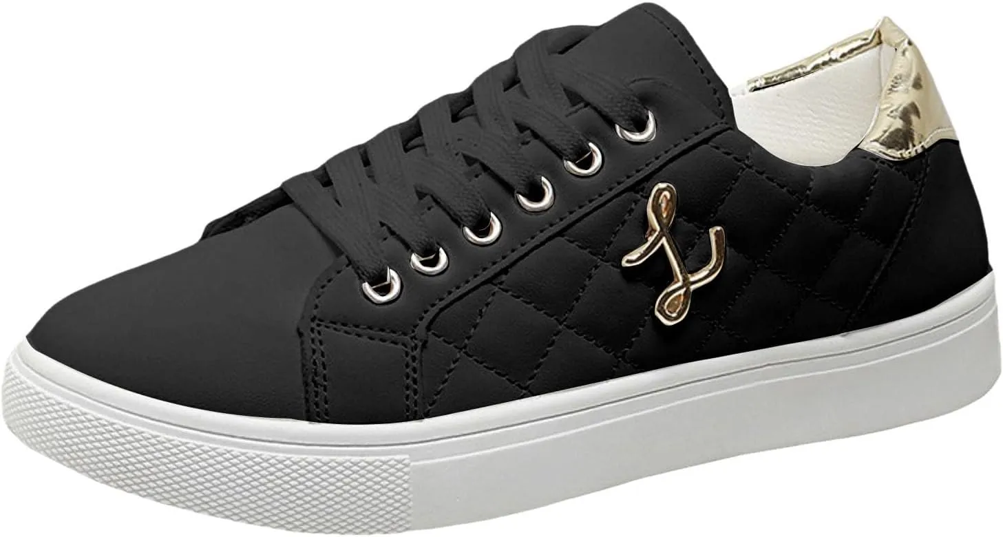 Women's Sneakers 2025 Fashion Round Toe Comfortable Lace Up Metal Decor Flats Breathable Padded Insole Low-Top Classic Platform Orthopedic Slip on Soft Tennis Shoes for Running Walking Sports